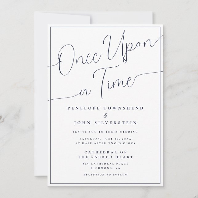 Once Upon A Time Minimalist Script Wedding Invitation (Front)