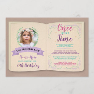 Once Upon A Time Photo Story Tale Book Birthday Invitation