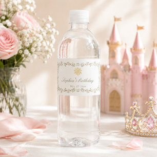 Once Upon a Time Pink Princess Floral Coquette 1st Water Bottle Label
