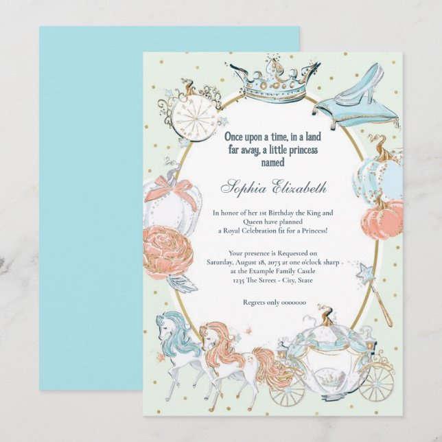 Once Upon a Time Princess 1st Birthday Invitation (Front/Back)