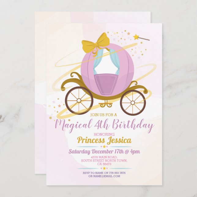 Once Upon a Time Princess Birthday Carriage Invitation (Front/Back)