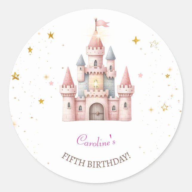 Once upon a time, Princess Birthday Classic Round Sticker (Front)