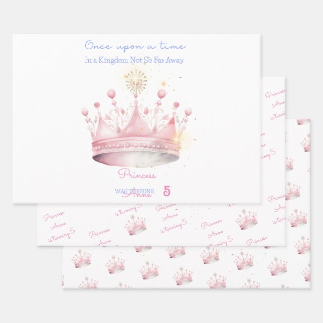 Once upon a time, Princess Birthday Wrapping Paper Sheet (Set)