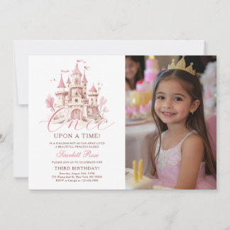 Once Upon a Time Princess Castle Birthday Photo Invitation
