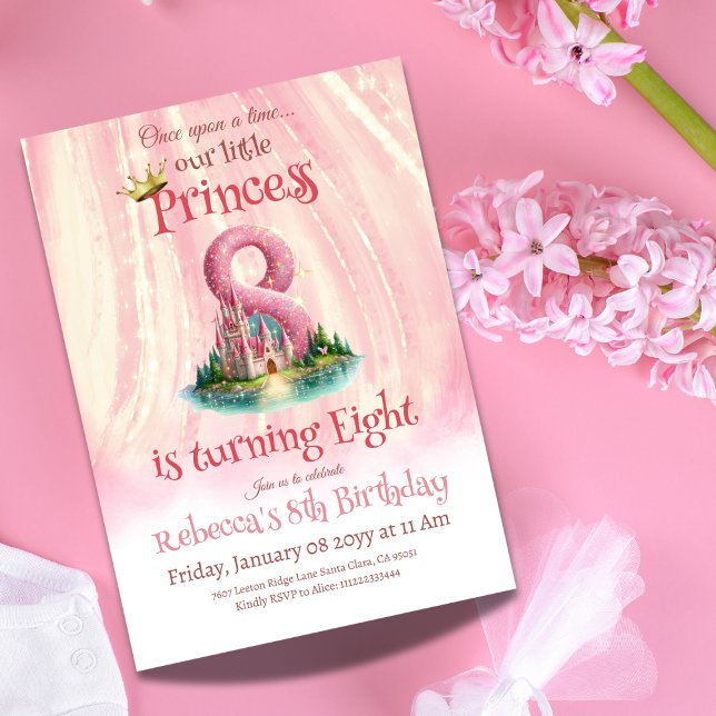 Once Upon a Time Princess Castle Girl 8th Birthday Invitation (Creator Uploaded)