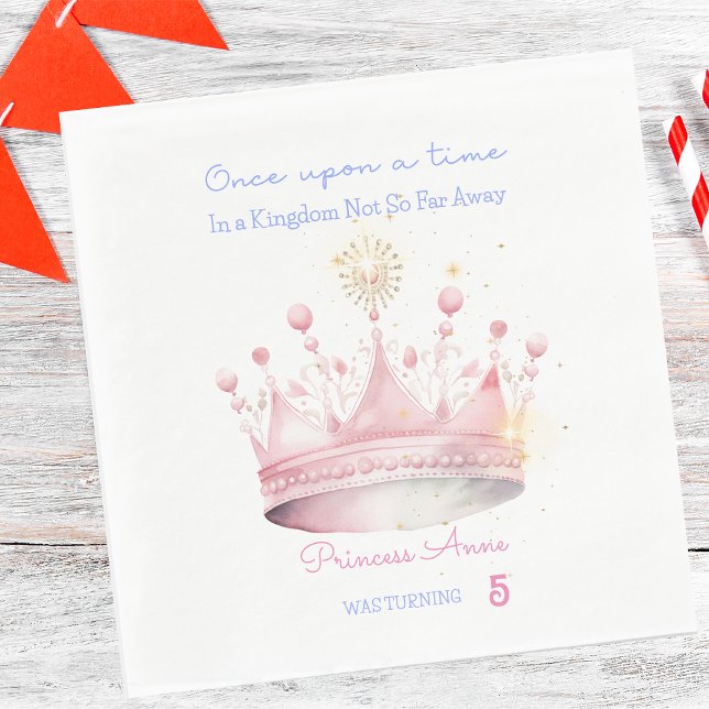 Once upon a time, Princess crown Birthday Napkin (Creator Uploaded)