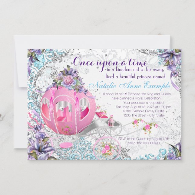 Once Upon a Time Princess Fairy Tale Birthday Invitation (Front)