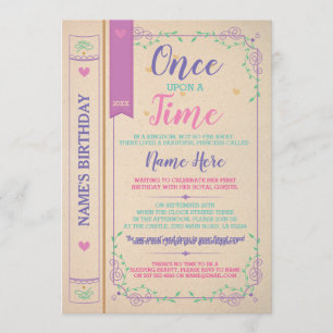 Once Upon A Time Story Tale Book Birthday Invites