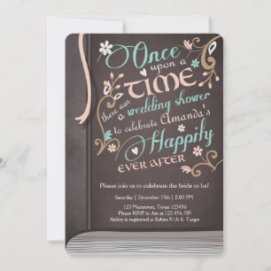 Once Upon a Time Storybook Wedding Shower Pink Invitation