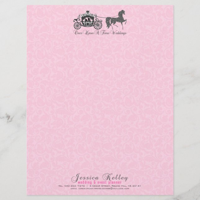 Once Upon A Time Wedding Horse & Carriage Letterhead Design (Front)
