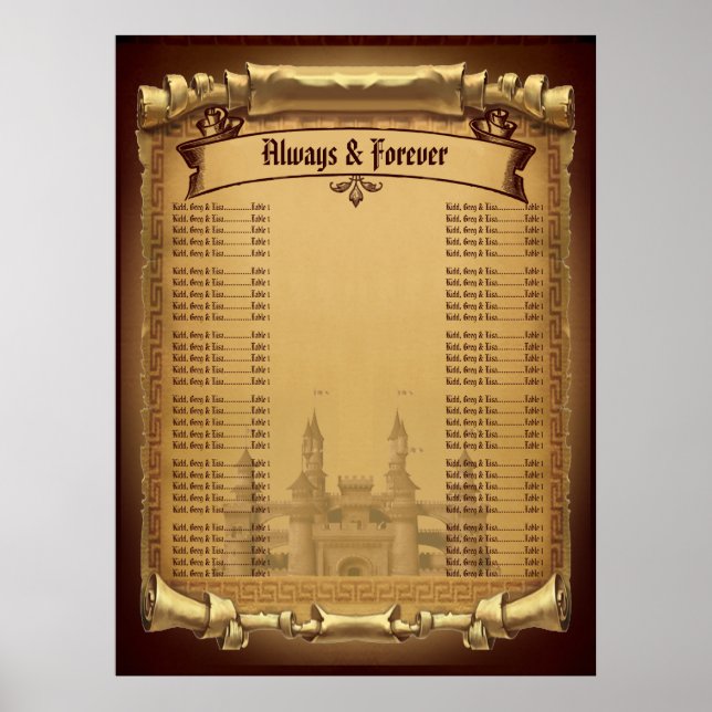 Once Upon a Time Wedding Seating chart (Front)