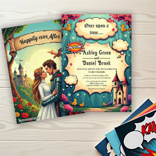 Once Upon A Time Woodland Castle Fairytale Wedding Invitation