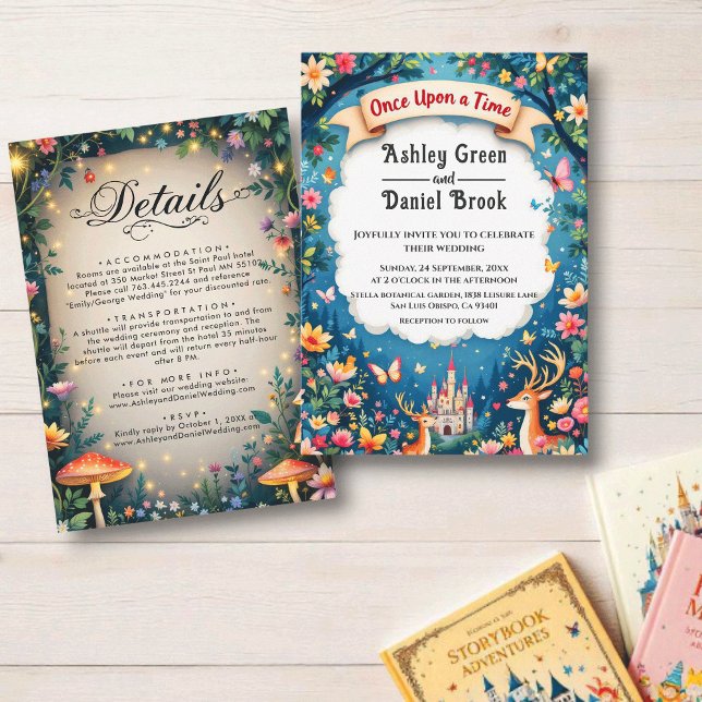 Once Upon A Time Woodland Castle Fairytale Wedding Invitation (Creator Uploaded)