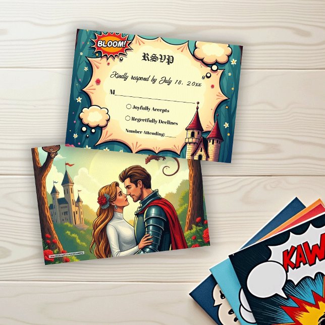 Once Upon A Time Woodland Castle Fairytale Wedding RSVP Card (Creator Uploaded)