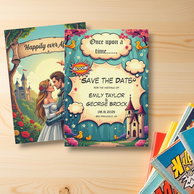 Once Upon A Time Woodland Castle Fairytale Wedding Save The Date (Creator Uploaded)