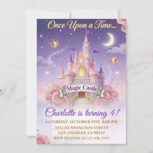 Once Upon Time Girl Princess Magic Castle Birthday Invitation