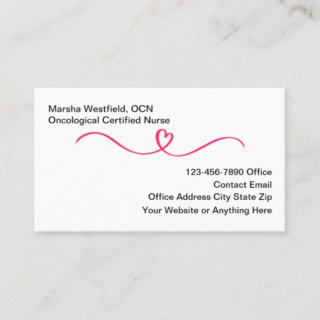 Oncological Certified Nurse Business Cards (Front)