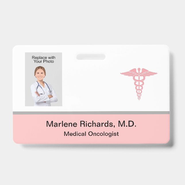Oncologist Cancer Medical Photo ID Template Badge (Front)
