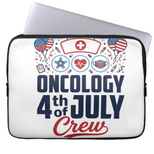 Oncology 4th of July Crew Medical Patriotic Shirt Laptop Sleeve