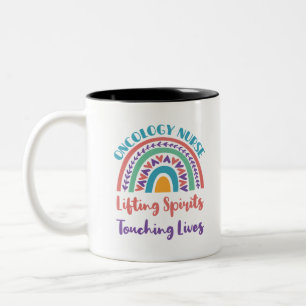 Oncology Cancer Nurse Rainbow Lifting Spirits Two-Tone Coffee Mug