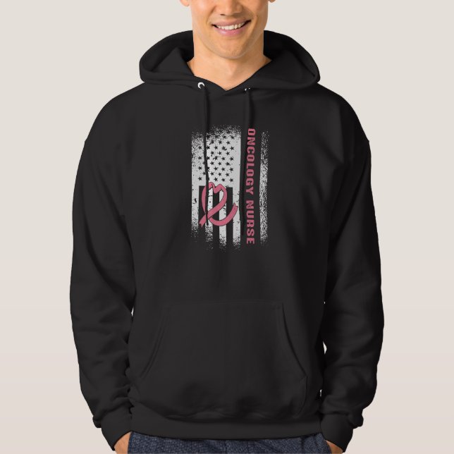 Oncology Nurse American Flag Vertical Nursing  1 Hoodie (Front)