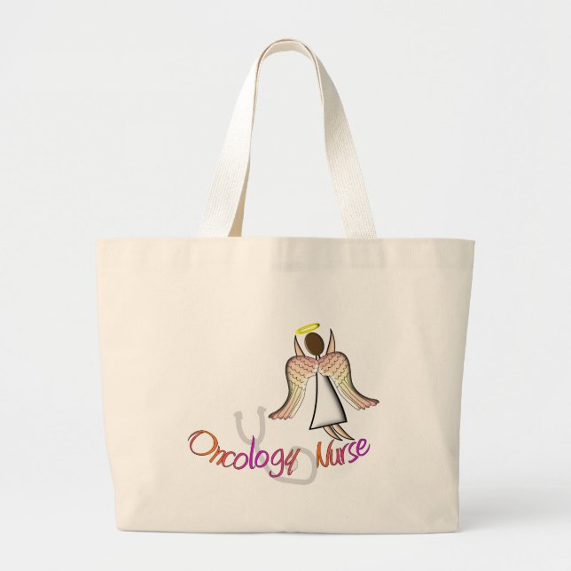 Oncology Nurse Angel Large Tote Bag (Front)