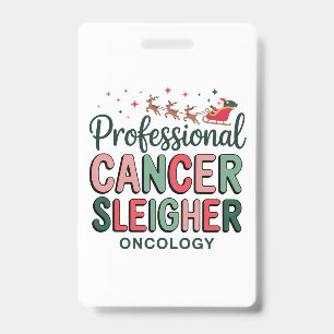 Oncology Nurse Christmas Cancer Chemo Oncology  ID Badge