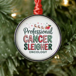 Oncology Nurse Christmas Cancer Chemo Oncology Metal Ornament