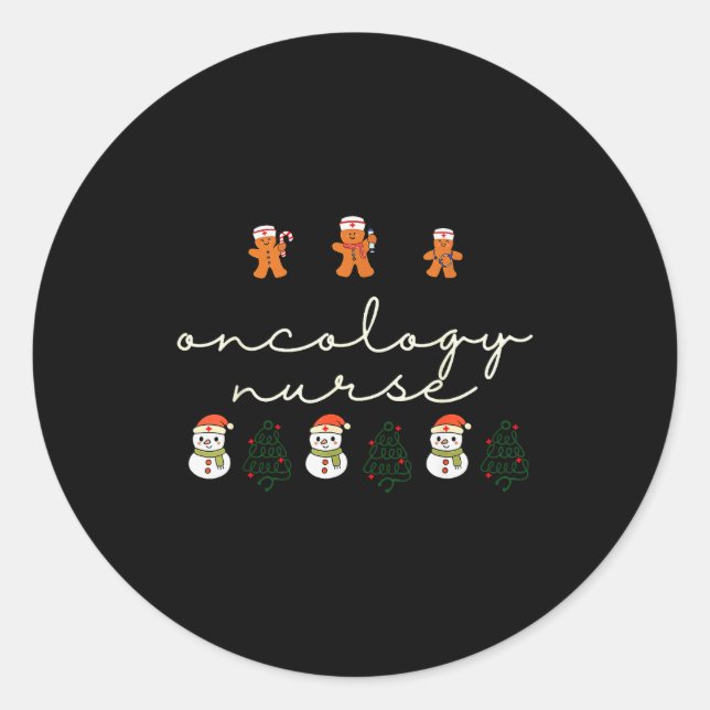 Oncology Nurse Christmas Gingerbread Holiday Hosta Classic Round Sticker (Front)