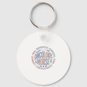 Oncology Nurse Circle Quote Floral Shirt Design_1 Key Ring