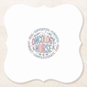Oncology Nurse Circle Quote Floral Shirt Design_1 Paper Coaster
