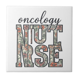 Oncology Nurse Floral Vintage Ceramic Tile