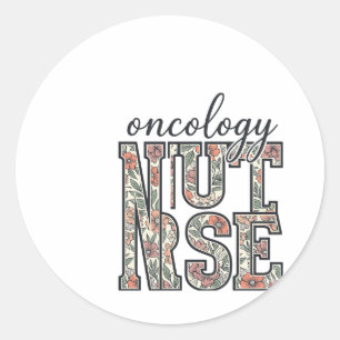 Oncology Nurse Floral Vintage Classic Round Sticker