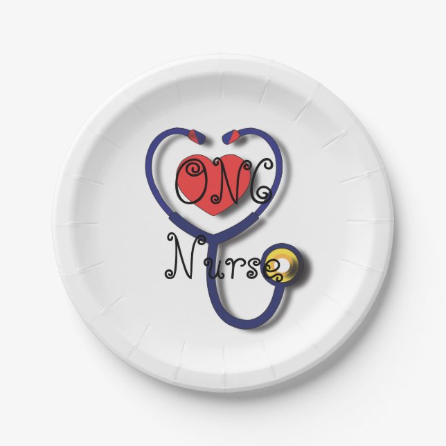 Oncology Nurse Graduation 7" Round Paper Plate! Plate (Front)