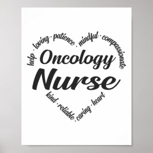 Oncology Nurse Heart Word Cloud Poster