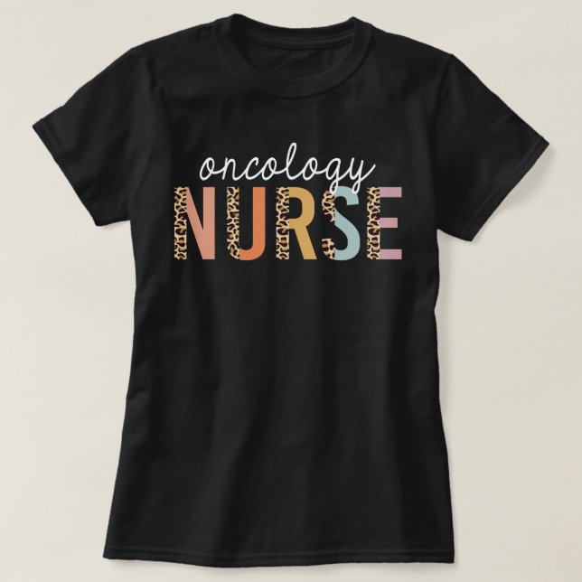 Oncology Nurse Leopard Print Nursing School Women  T-Shirt (Design Front)
