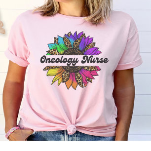 Oncology Nurse Profession Rainbow Sunflower  T-Shirt