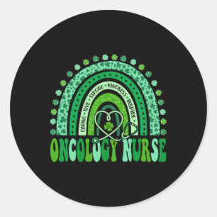 Oncology Nurse Rainbow Leopard St Patricks Day Nur Classic Round Sticker