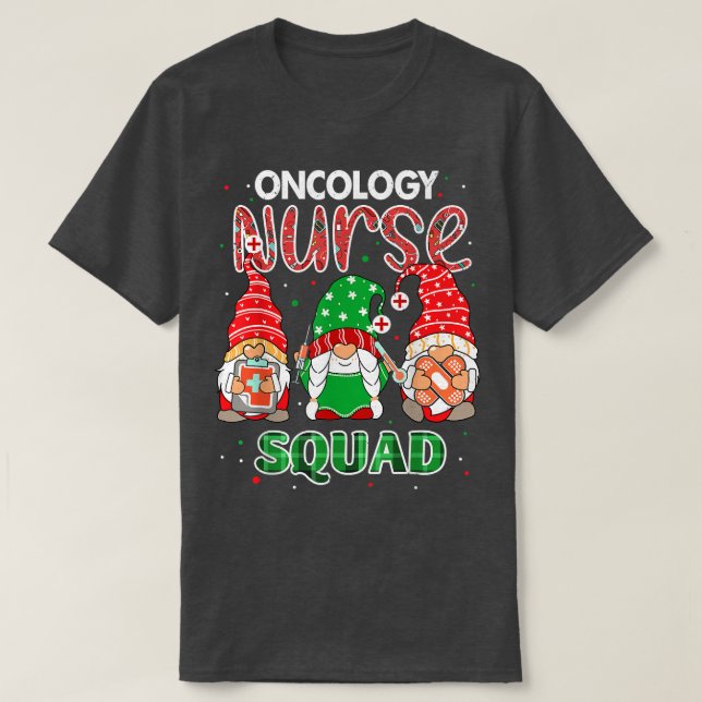 Oncology Nurse Squad Christmas Gnomes RN Matching  T-Shirt (Design Front)