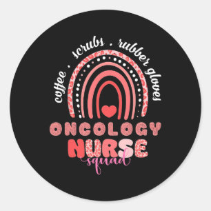 Oncology Nurse Squad Rainbow Leopard Nursing Valen Classic Round Sticker