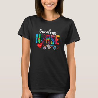 Oncology Nurse Tie Dye Love Heart Stethoscope RN N T-Shirt