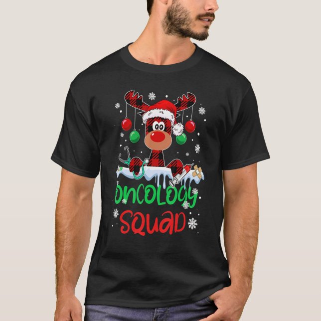 Oncology Squad Christmas Reindeer Nurse Matching P T-Shirt (Front)