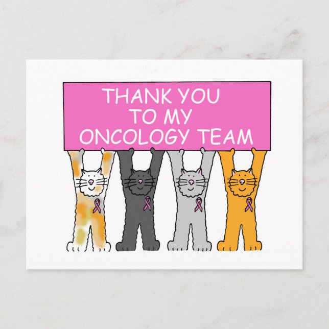 Oncology Team Thanks Pink Ribbon. Postcard (Front)