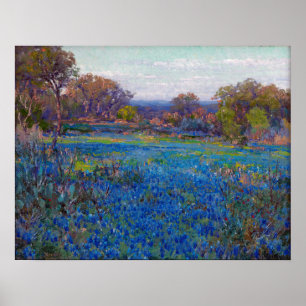 Onderdonk - A Field Of Bluebonnets Late Afternoon Poster