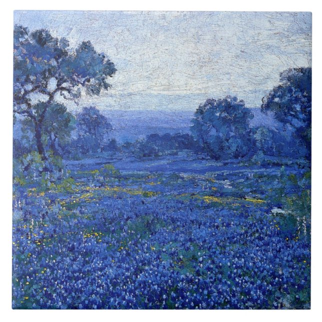 Onderdonk - Bluebonnet Scene, fine art, Ceramic Tile (Front)