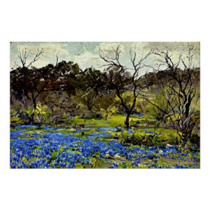Onderdonk - Early Spring, Bluebonnets and Mesquite Poster