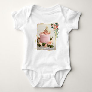 One, 1st Birthday Baby GIrl Blush Pink Floral  Bodysuit