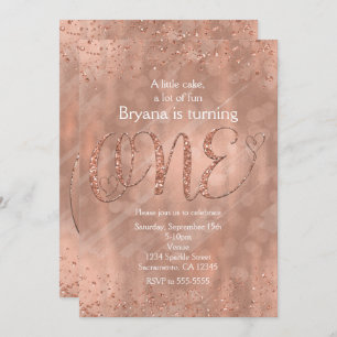 ONE 1st Birthday Faux Rose Gold Glitter Invitation