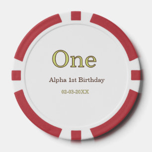 one 1st birthday green brown pastel bold name date poker chips