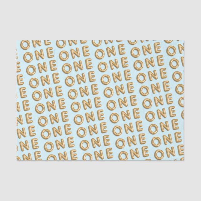 ONE 1ST Birthday Party Gold Balloon Celebration Tissue Paper (Front)